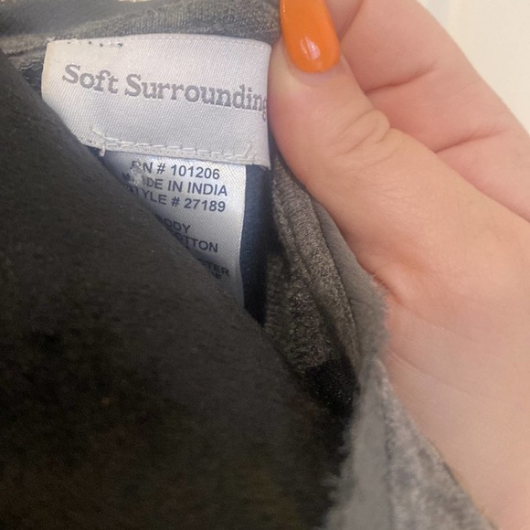 Soft Surroundings Gray Floral, Paisley design long sleeve with Studded details - Picture 4 of 5